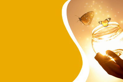 A jar of butterflies being released.