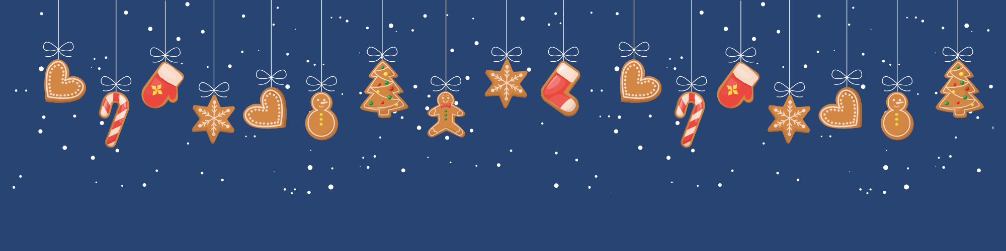 Gingerbread decorations on a blue field